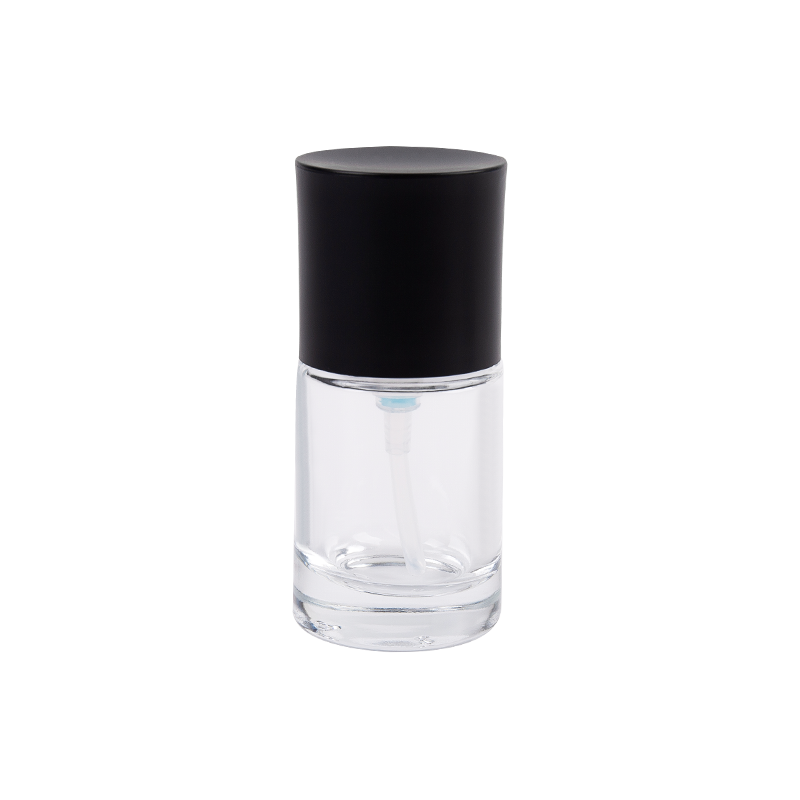 25 ml čiré skleněné lahve s černým uzávěrem ABS