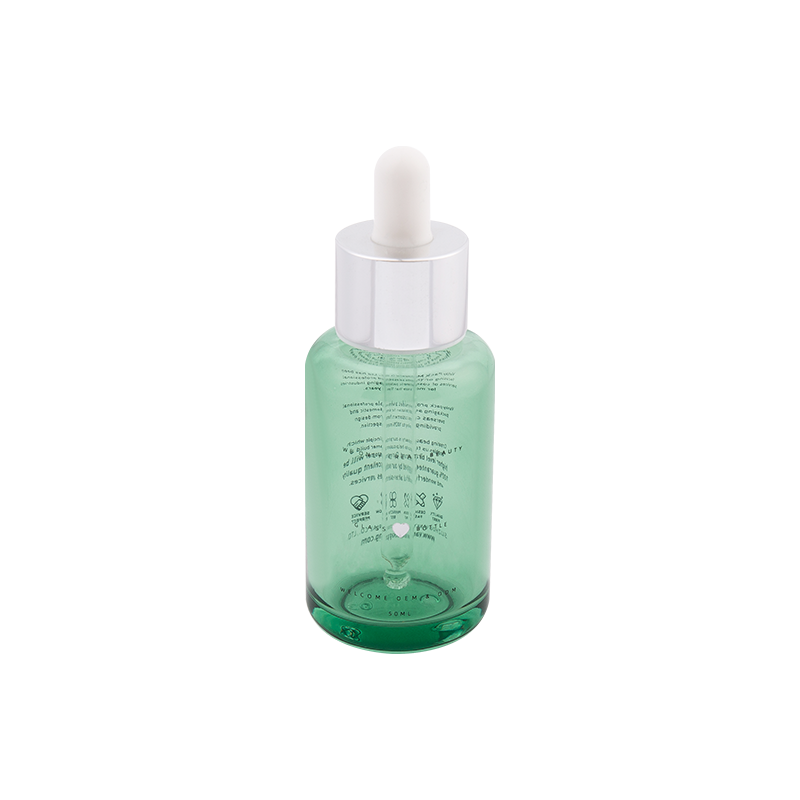 50ml lahve s kapkou ze zeleného skla v séru